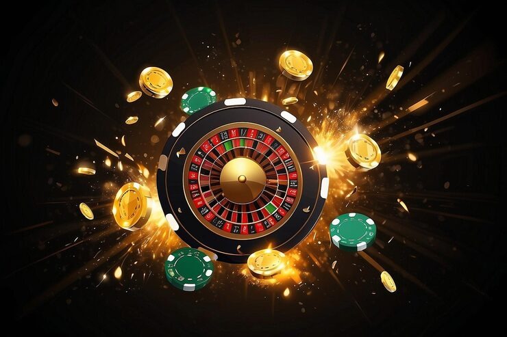 Roulette table with betting layout